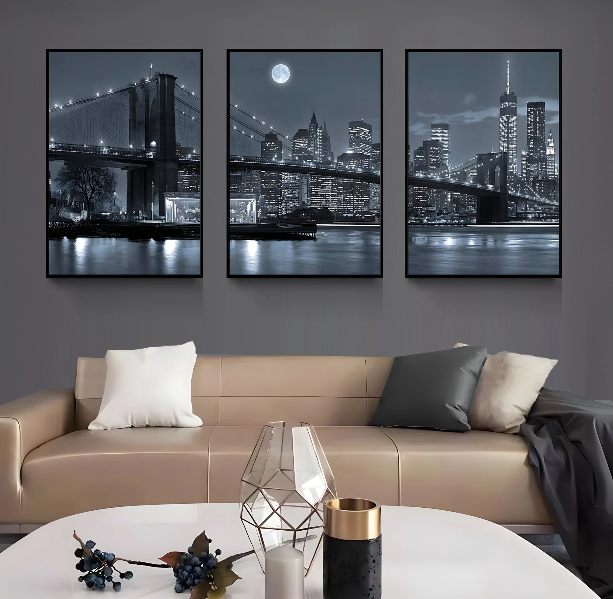 Siyah%20Metal%20Çerçeveli%20New%20York%20City%203’lü%20Kanvas%20Tablo%20Seti