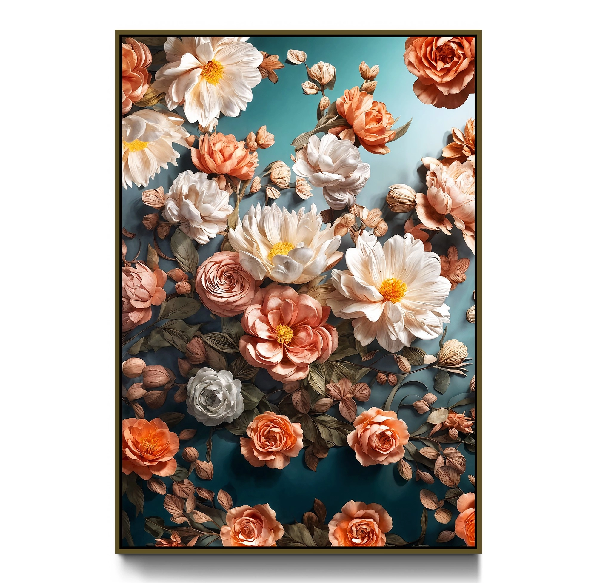 Bronz%20Metal%20Çerçeveli%20Çiçekler%20Kanvas%20Tablo