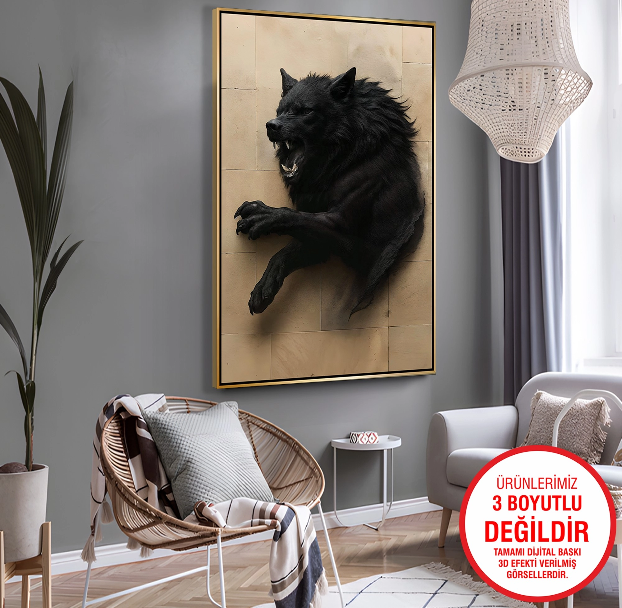 Gold%20Metal%20Çerçeveli%20Kabartma%20Görünümlü%20Kurt%20Kanvas%20Tablo