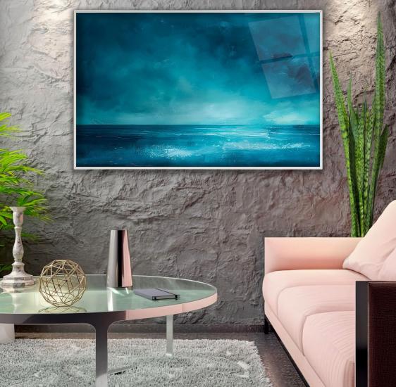 Metal Çerçeveli Okyanus Cam Tablo