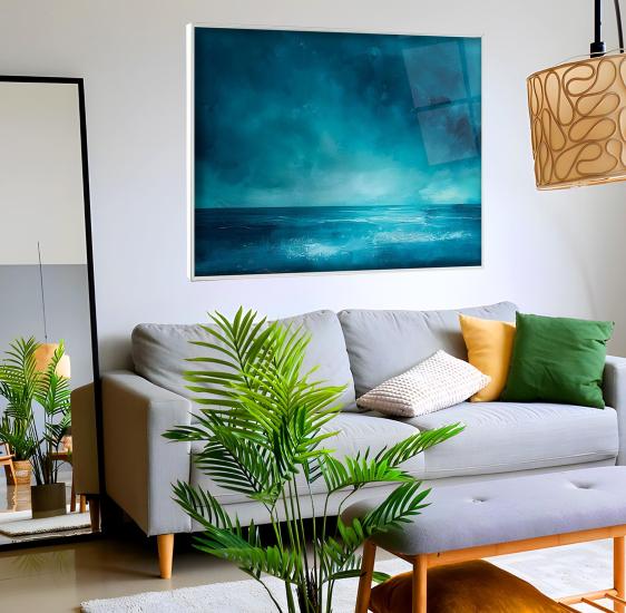 Metal Çerçeveli Okyanus Cam Tablo