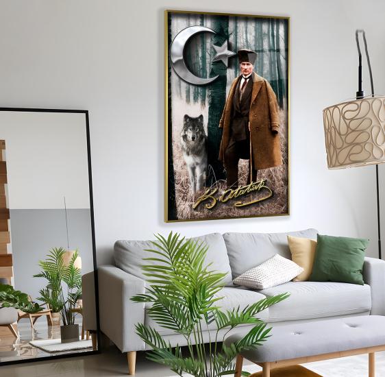 Metal Çerçeveli Atatürk Cam Tablo