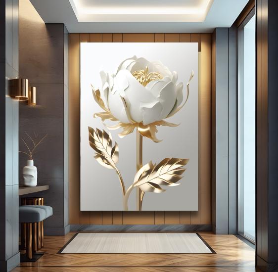 Gold Gül Kanvas Tablo