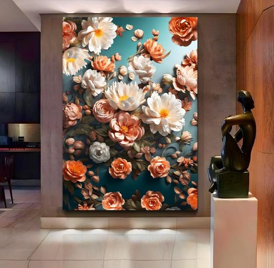 Çiçekler Kanvas Tablo (Çerçevesiz Tablo)