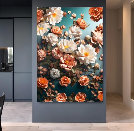 Çiçekler Kanvas Tablo (Çerçevesiz Tablo)