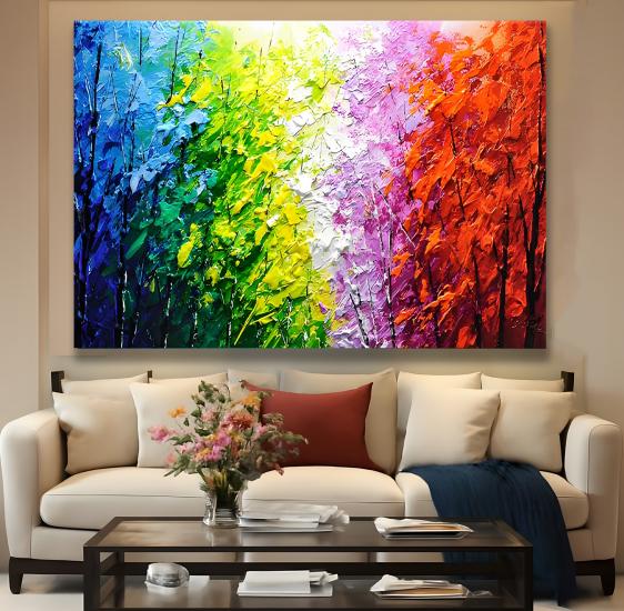 Renkli Ağaçlar Kanvas Tablo