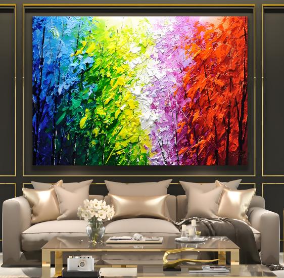Renkli Ağaçlar Kanvas Tablo