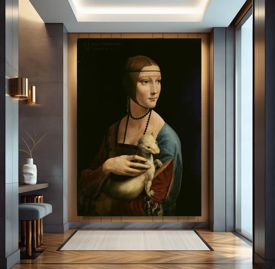 Leonardo Da Vinci Kakımlı Kadın Eseri Kanvas Tablo