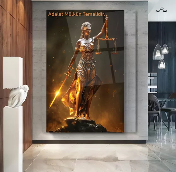 Adalet Terazisi Cam Tablo