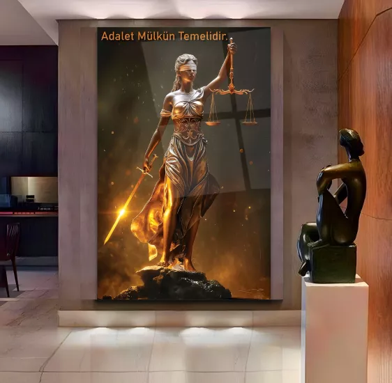 Adalet Terazisi Cam Tablo
