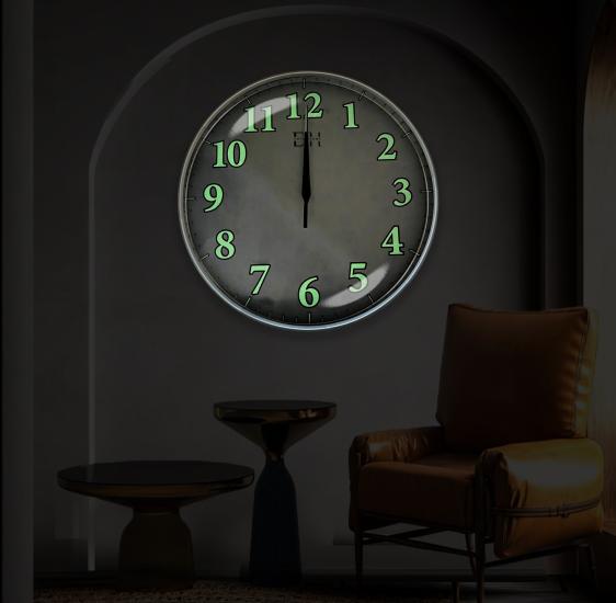 Fosforlu Duvar Saati Gümüş - 29 cm