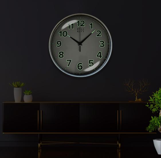 Kenar Fosforlu Duvar Saati Gümüş - 29 cm