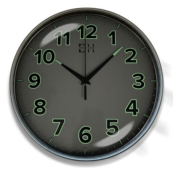 Kenar Fosforlu Duvar Saati Gümüş - 29 cm