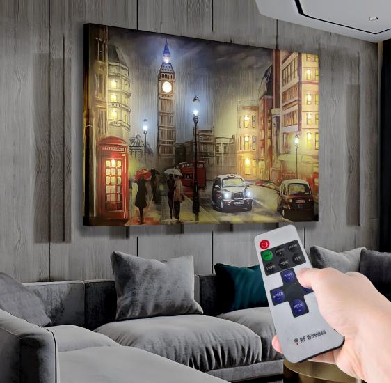Led Işıklı Uzaktan Kumandalı Londra Kanvas Tablo