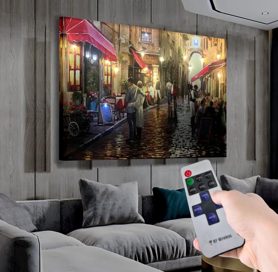 Ledli Uzaktan Kumandalı Romantik Aşk Kanvas Tablo