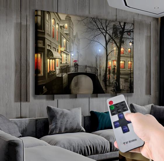 Led Işıklı Uzaktan Kumandalı Köprü Kanvas Tablo