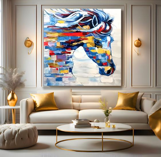 Renkli At Kanvas Tablo