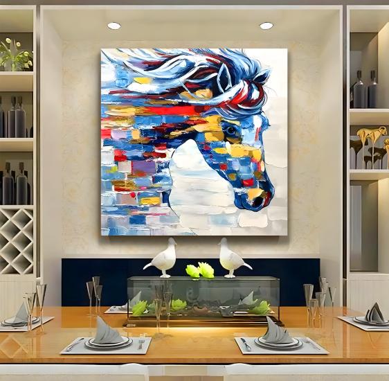 Renkli At Kanvas Tablo