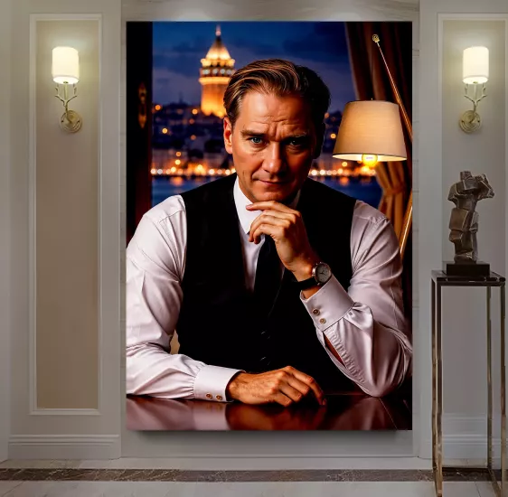 Led Işıklı Atatürk Kanvas Tablo