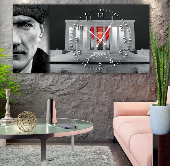 Saatli Atatürk Panoramik Kanvas Tablo