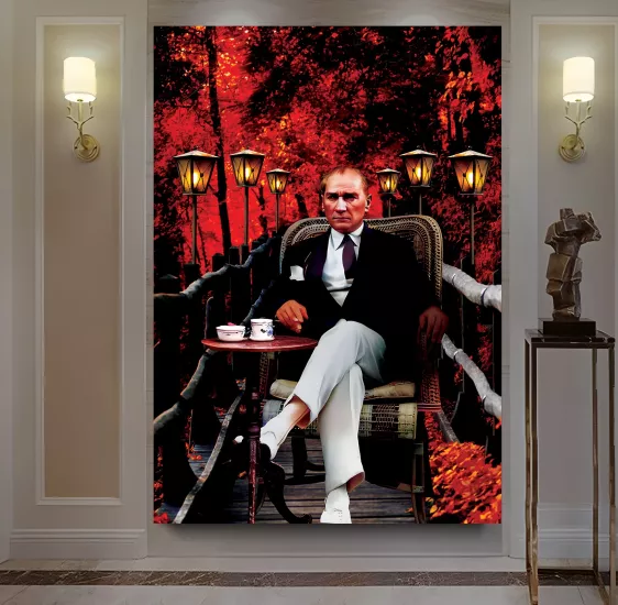 Led Işıklı Atatürk Kanvas Tablo