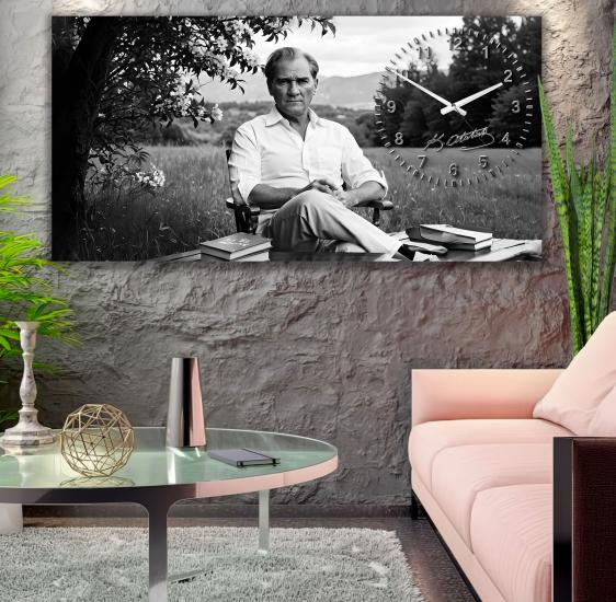 Saatli Atatürk Panoramik Kanvas Tablo