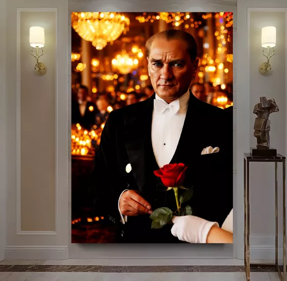 Led Işıklı Atatürk Kanvas Tablo
