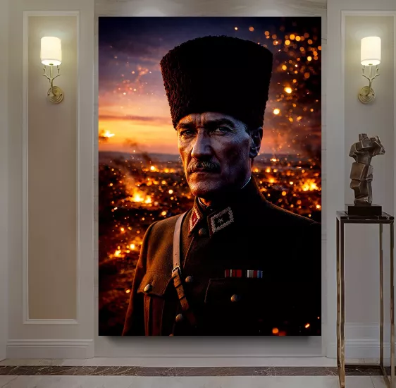 Led Işıklı Atatürk Kanvas Tablo
