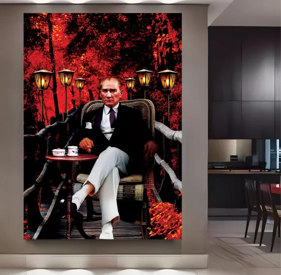 Led Işıklı Atatürk Kanvas Tablo