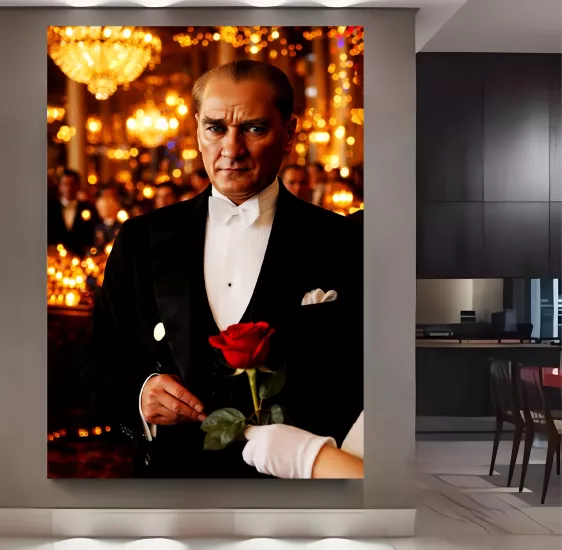 Led Işıklı Atatürk Kanvas Tablo