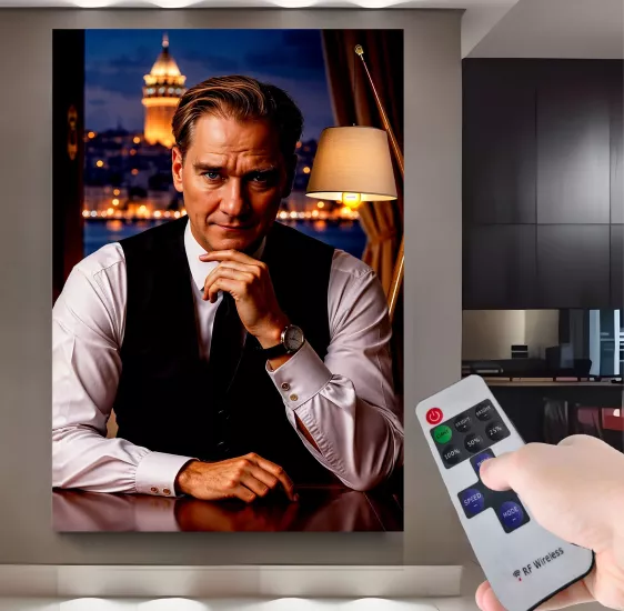 Led Işıklı Uzaktan Kumandalı Atatürk Kanvas Tablo