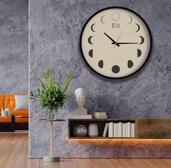 Ay Evreleri 30 Cm El Yapımı Ahşap Duvar Saati