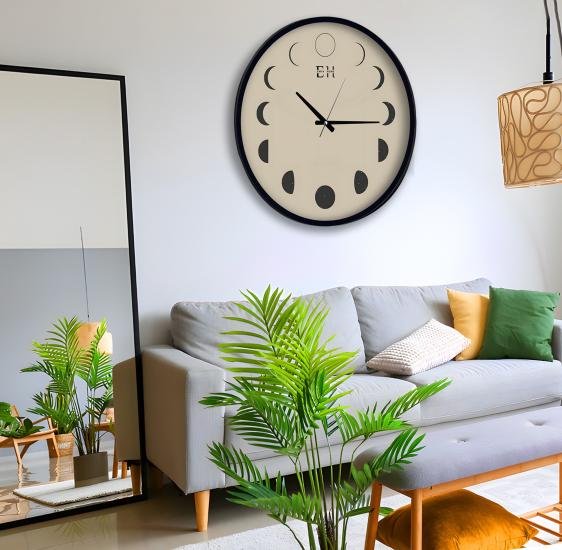 Ay Evreleri 50 Cm El Yapımı Ahşap Duvar Saati