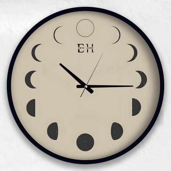 Ay Evreleri 50 Cm El Yapımı Ahşap Duvar Saati