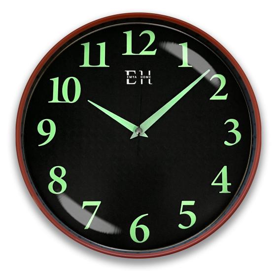 Parlayan Fosforlu Duvar Saati Kiremit - 29 cm