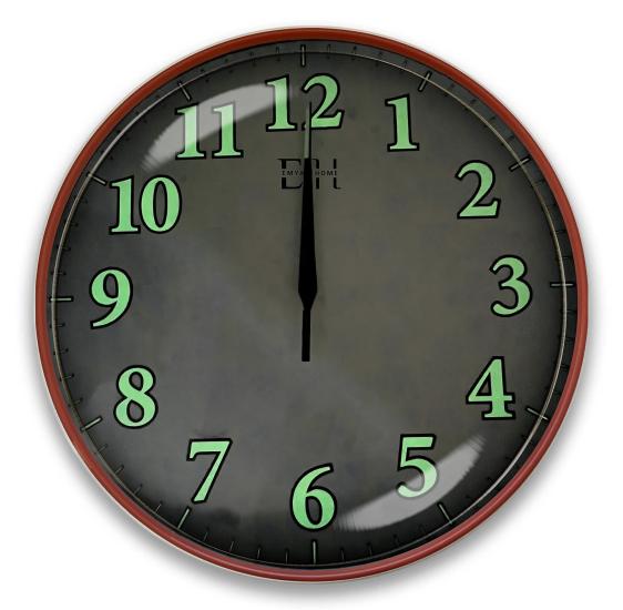 Fosforlu Duvar Saati Kiremit - 29 cm