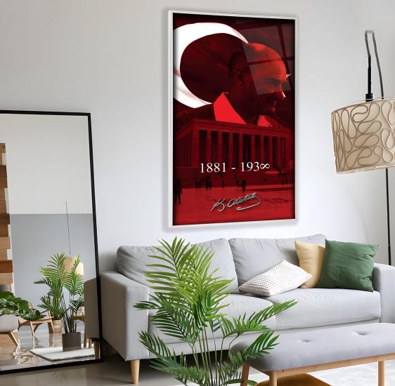 Metal Çerçeveli Atatürk Cam Tablo