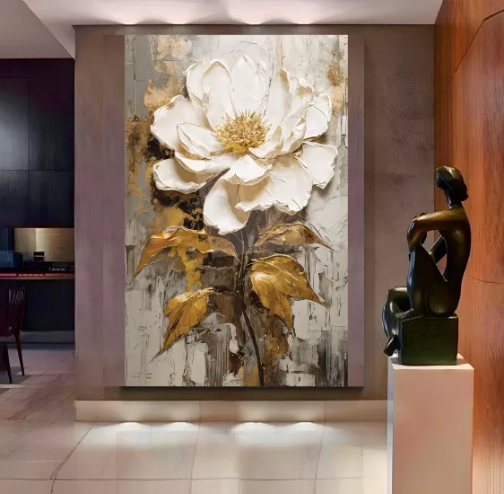 Beyaz Çiçek Cam Tablo