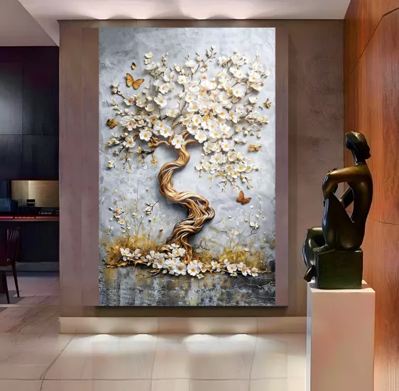 Eğik Ağaç Cam Tablo