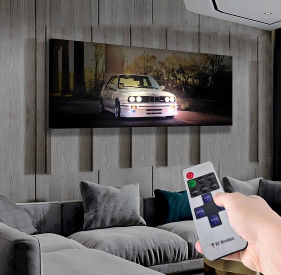 Led Işıklı Uzaktan Kumandalı BMW Kanvas Tablo