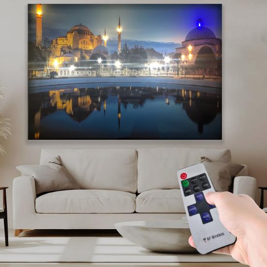 Ledli Uzaktan Kumandalı Cami Kanvas Tablo