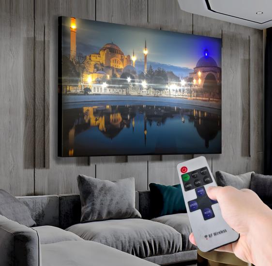 Ledli Uzaktan Kumandalı Cami Kanvas Tablo