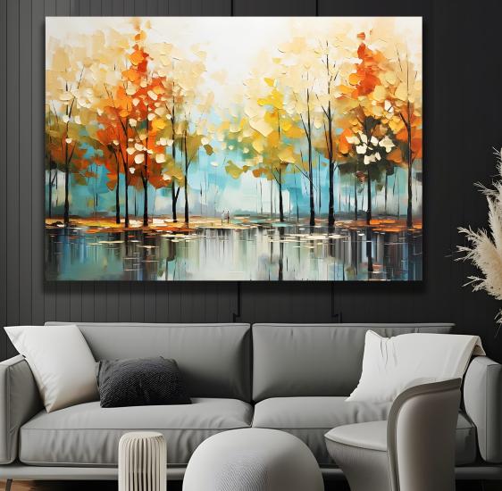 Renkli Ağaçlar Kanvas Tablo