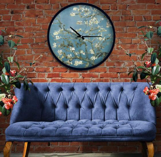 Almond Blossom 40 Cm El Yapımı Ahşap Duvar Saati