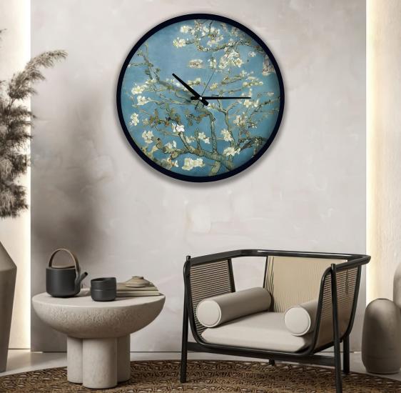 Almond Blossom 30 Cm El Yapımı Ahşap Duvar Saati