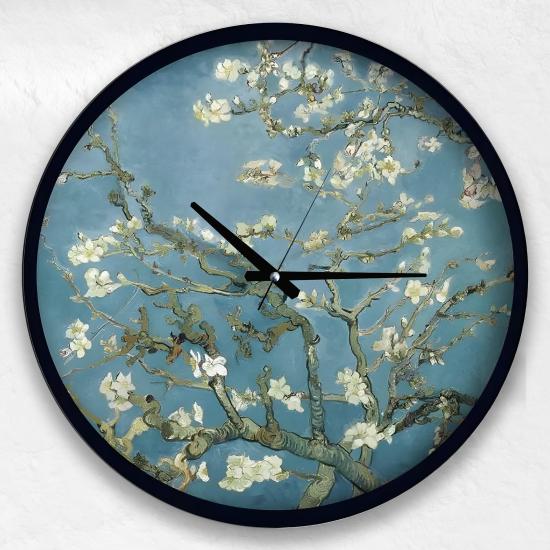 Almond Blossom 60 Cm El Yapımı Ahşap Duvar Saati