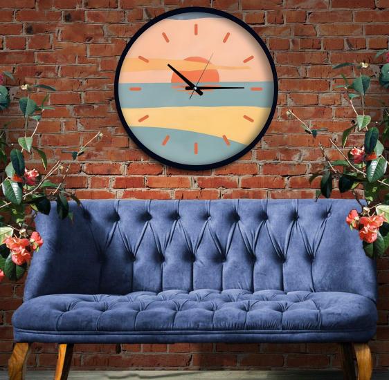 Sunset 30 Cm El Yapımı Ahşap Duvar Saati