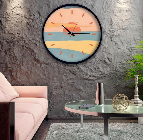 Sunset 40 Cm El Yapımı Ahşap Duvar Saati