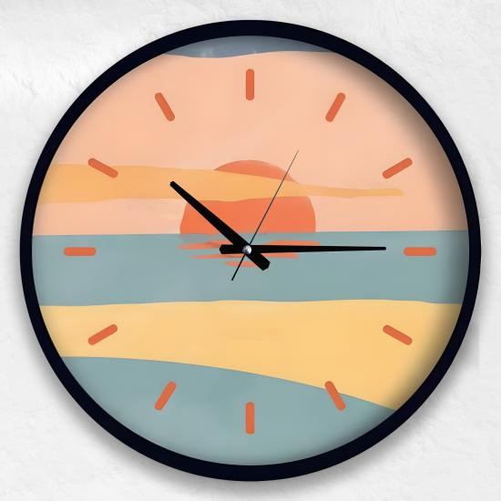 Sunset 60 Cm El Yapımı Ahşap Duvar Saati