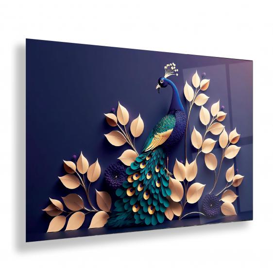 Tavus Kuşu Cam Tablo